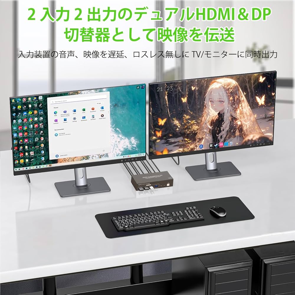 Amazon.co.jp: 【2PC デュアルモニター】HDMI Displayport KVM